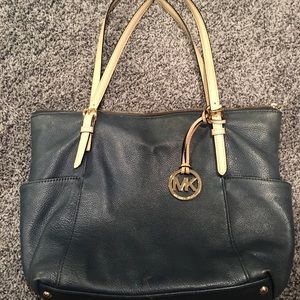 Michael Kors Navy Leather Jet Set Tote